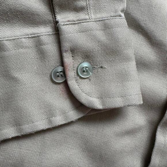 Vintage 90s khaki military button up shirt distressed LION sz XL grunge minimal - Picture 7 of 8